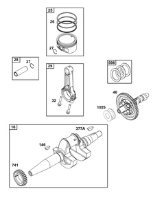 Crankshaft Group Diagram and Parts List for 38E347-0108-G1 200000 - 399999 Briggs and Stratton Engine